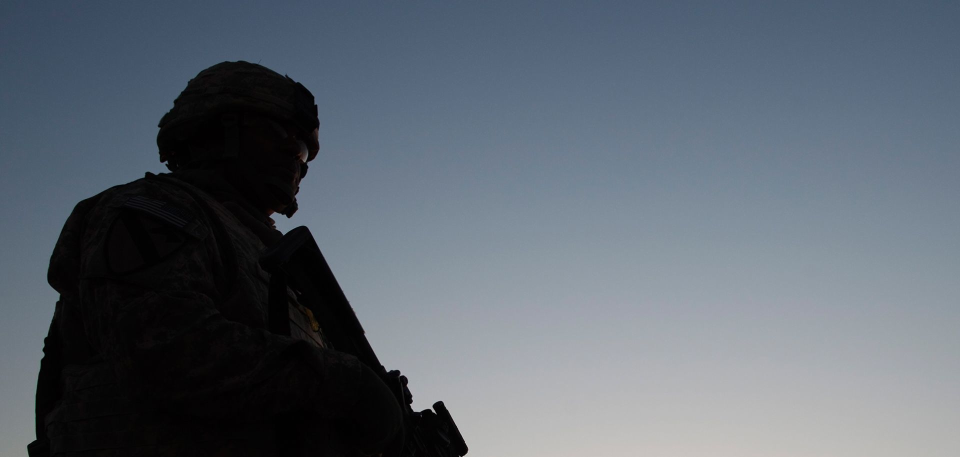 A U.S. soldier near the Iraq-Kuwait border, part of the last U.S. military convoy to leave Iraq in late 2011.