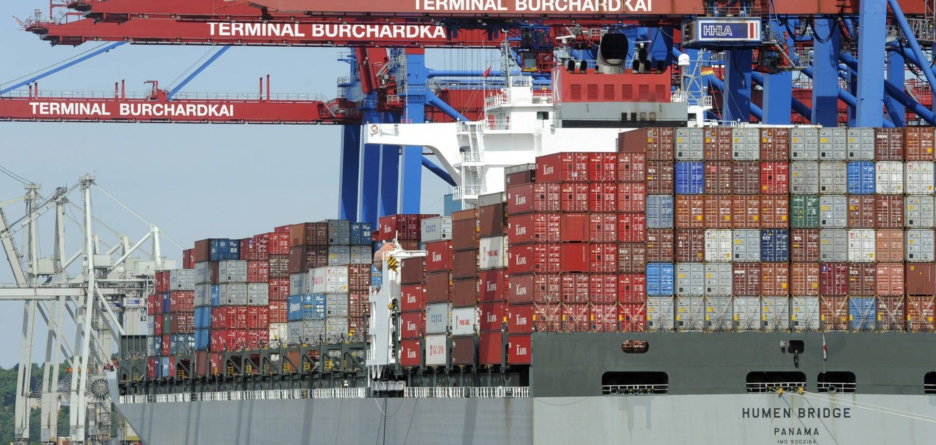 Containers are loaded onto a ship in 2010 at Hamburg port in northern Germany.
