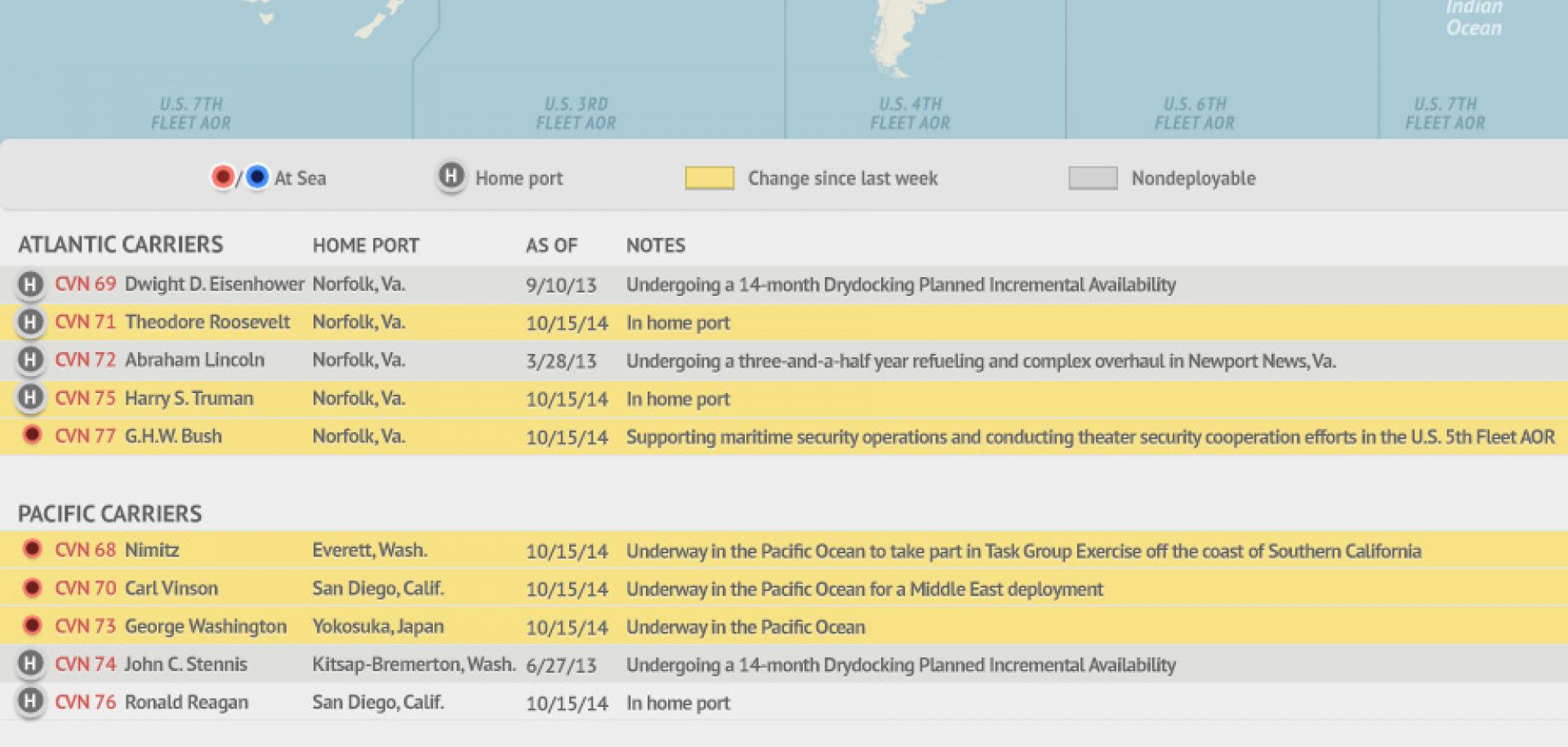 U.S. Naval Update Map: Oct. 16, 2014