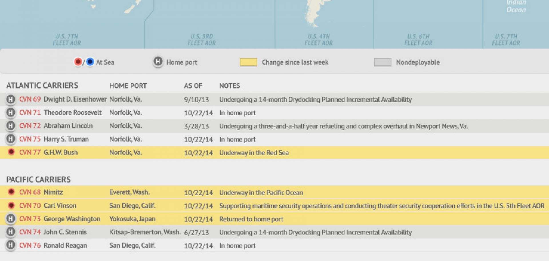 U.S. Naval Update Map: Oct. 23, 2014