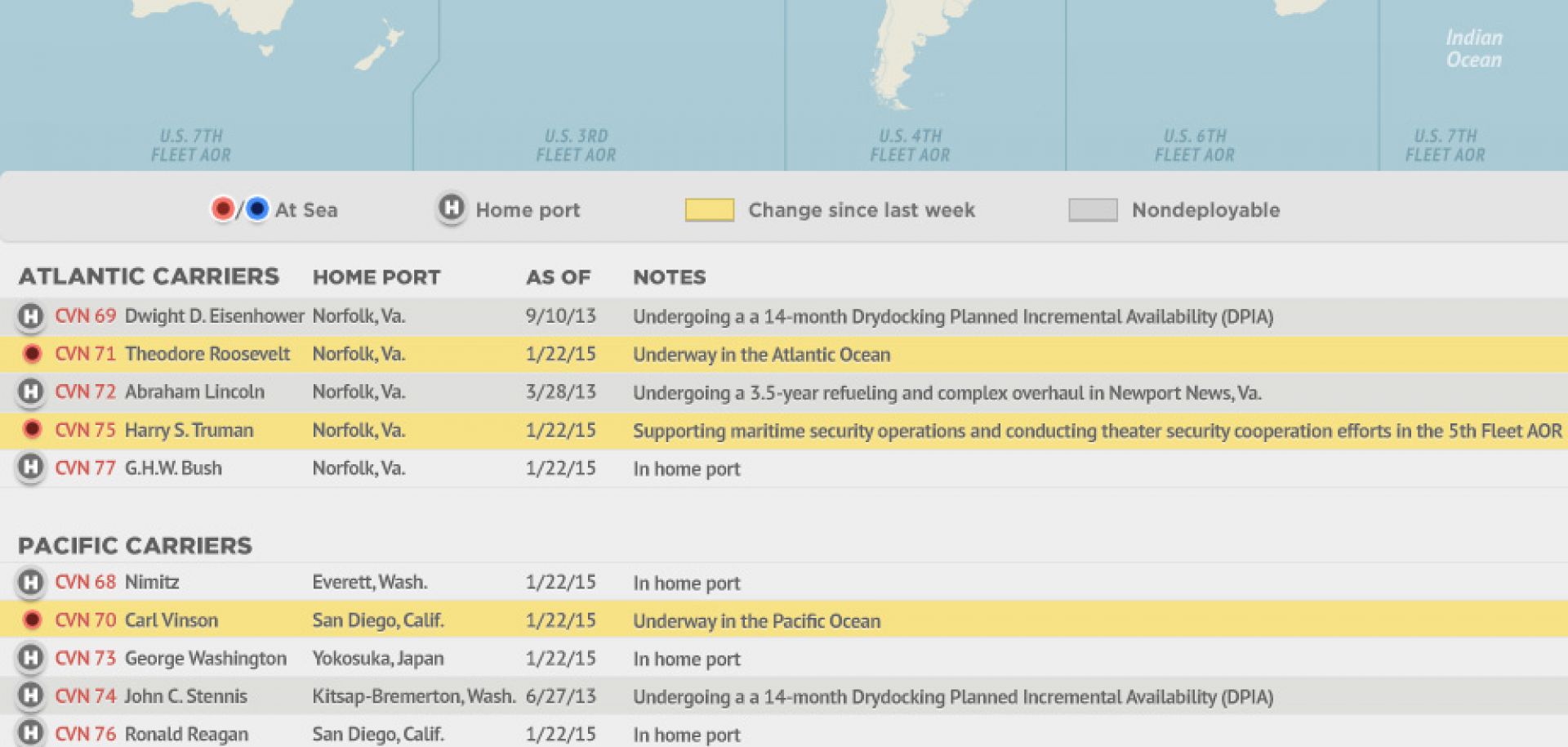 U.S. Naval Update Map: Jan. 23, 2014