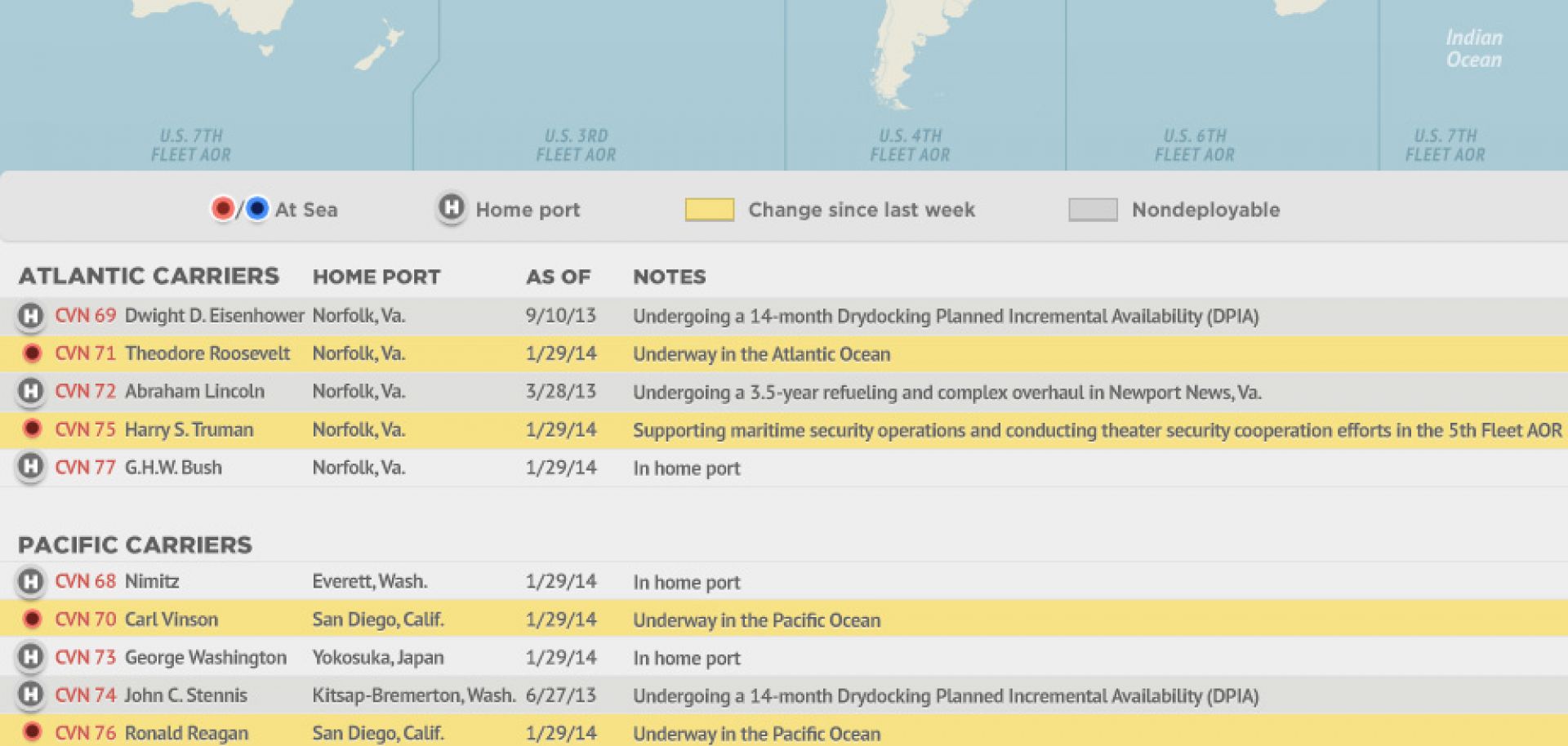 U.S. Naval Update Map: Jan. 30, 2014 