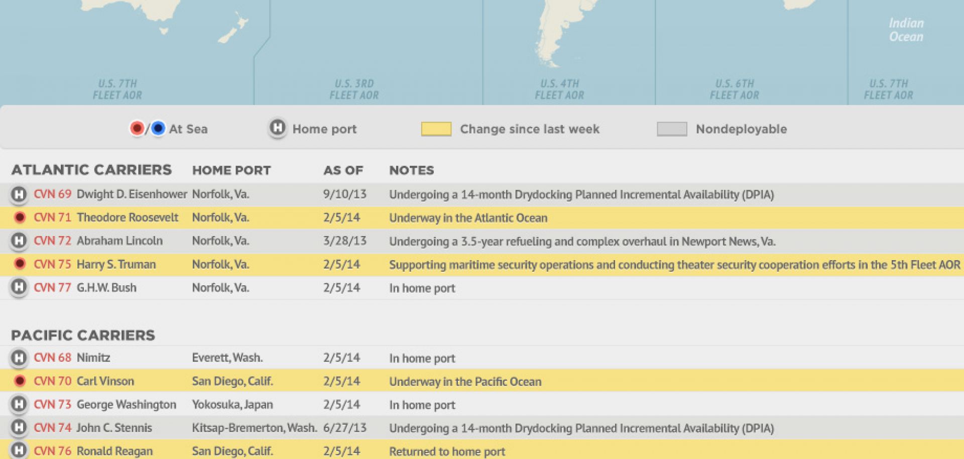 U.S. Naval Update Map: Feb. 6, 2014