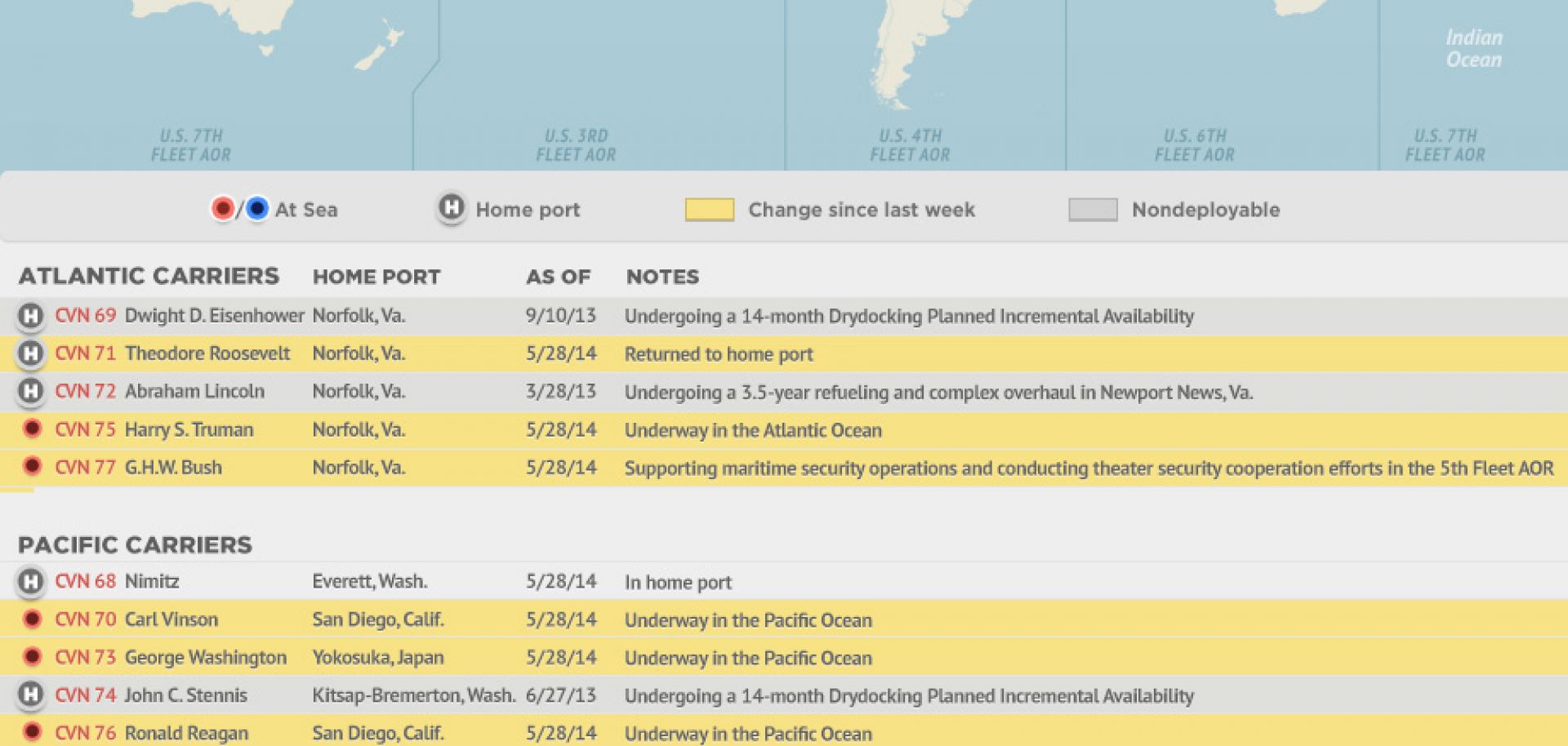 U.S. Naval Update Map: May 28, 2014