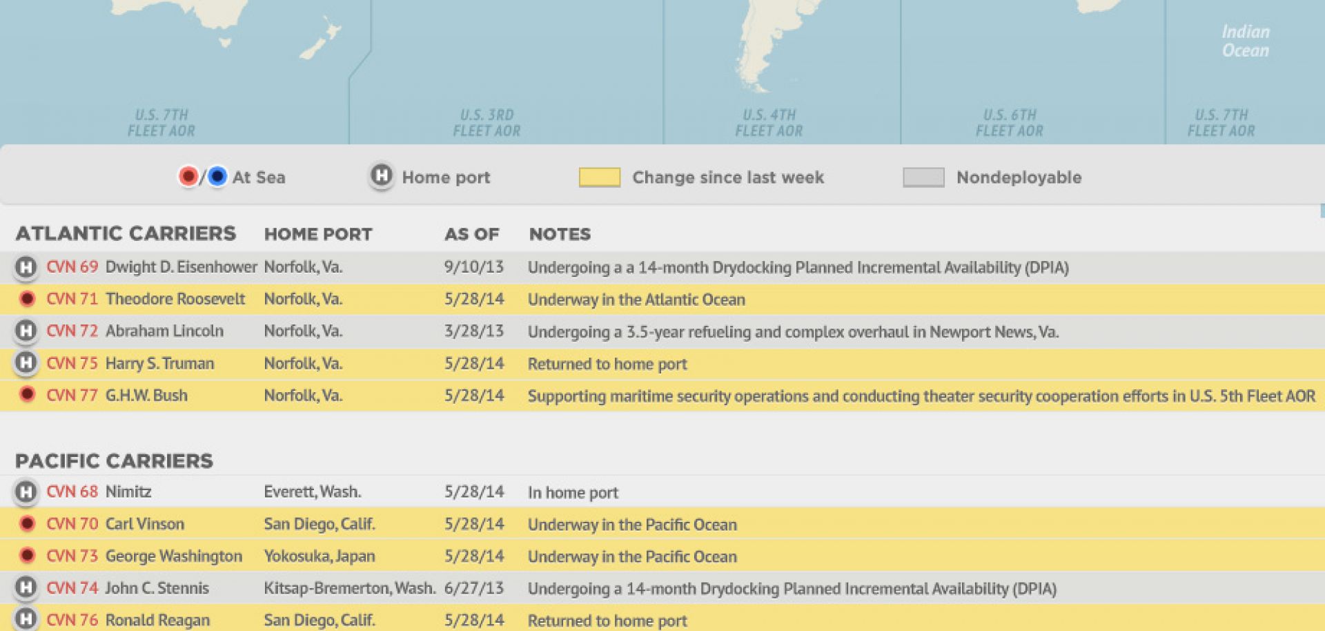 U.S. Naval Update Map: June 5, 2014