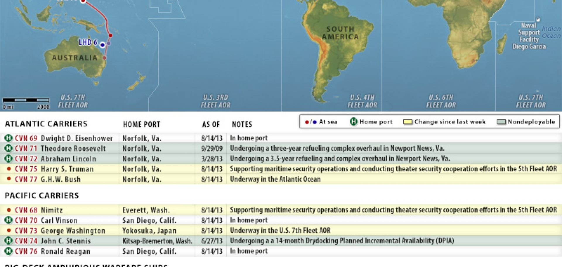  U.S. Naval Update Map: Aug. 15, 2013 
