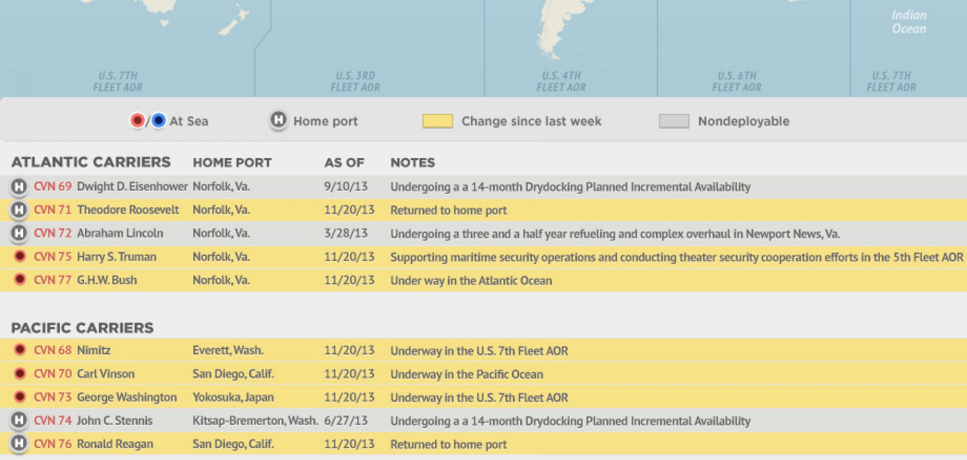 U.S. Naval Update Map: Nov. 21, 2013