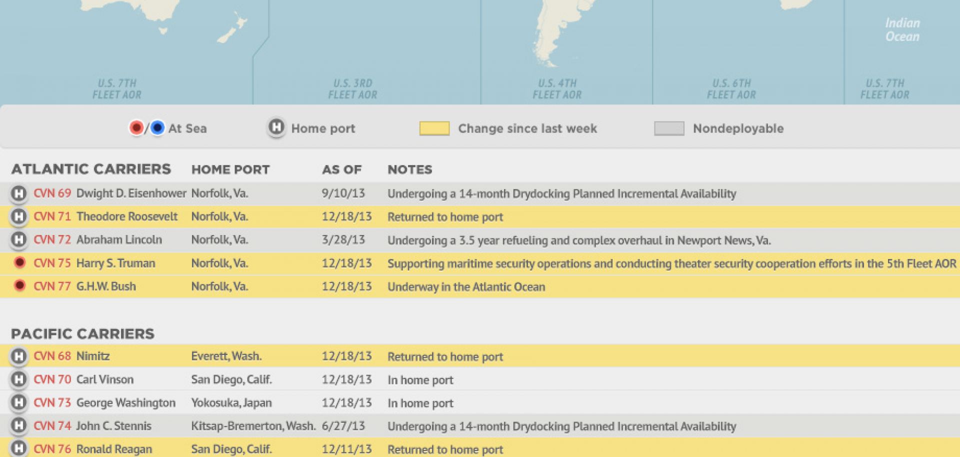 U.S. Naval Update Map: Dec. 19, 2013