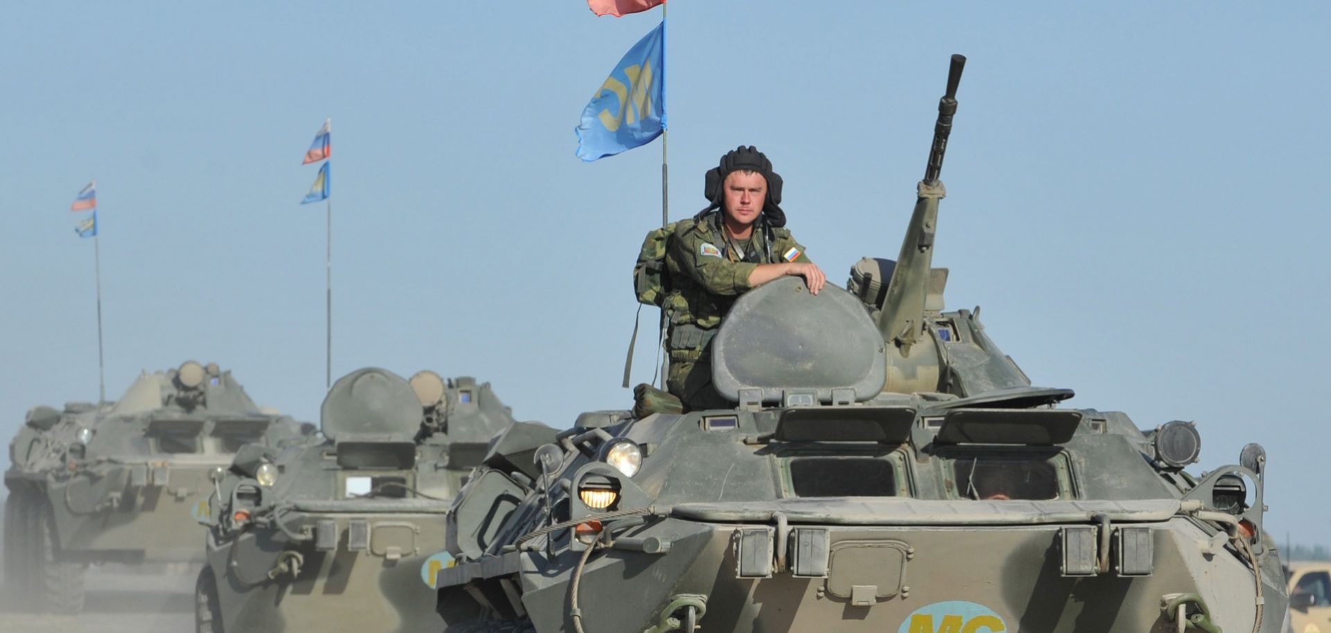 Russian soldiers take part in the August 2014 Indestructible Brotherhood joint military exercises at the Ala-Too training ground in Kyrgyzstan.