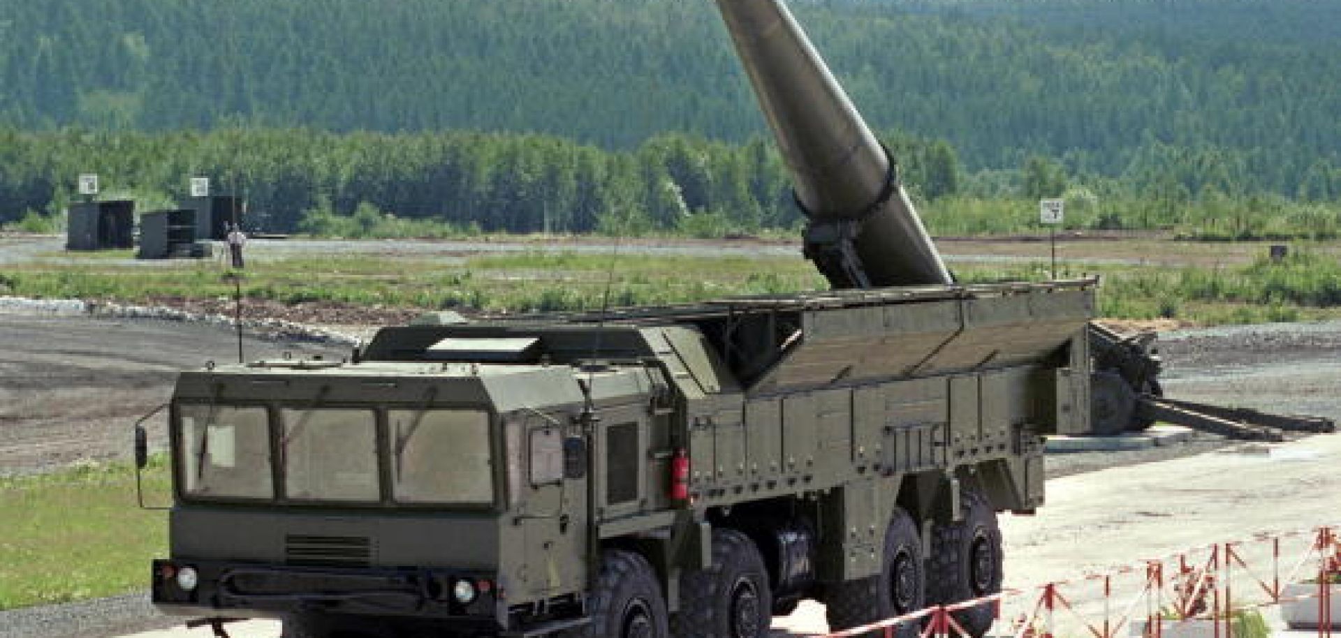 An undated photo shows Russian Iskander missile complex on display