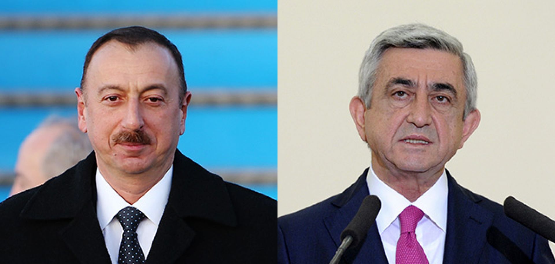 Azerbaijani President Ilham Aliyev (L) and Armenian President Serzh Sarkisian