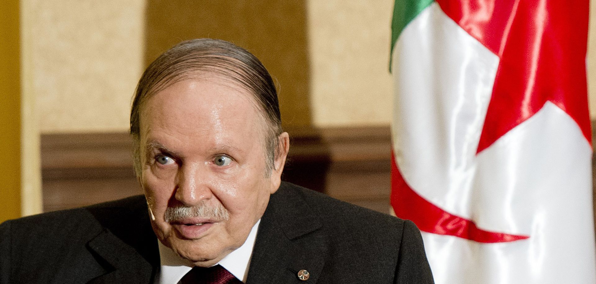 Algerian President Abdel Aziz Bouteflika is pictured at a meeting at the Zeralda private residence in Algiers.