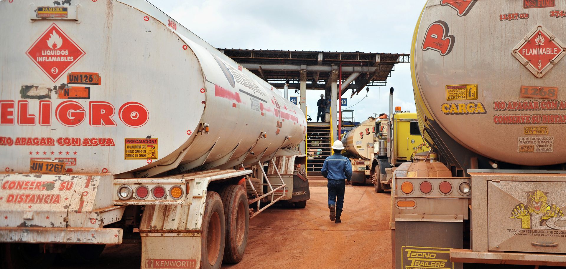 Tankers wait at Colombia's Rubiales oil field.