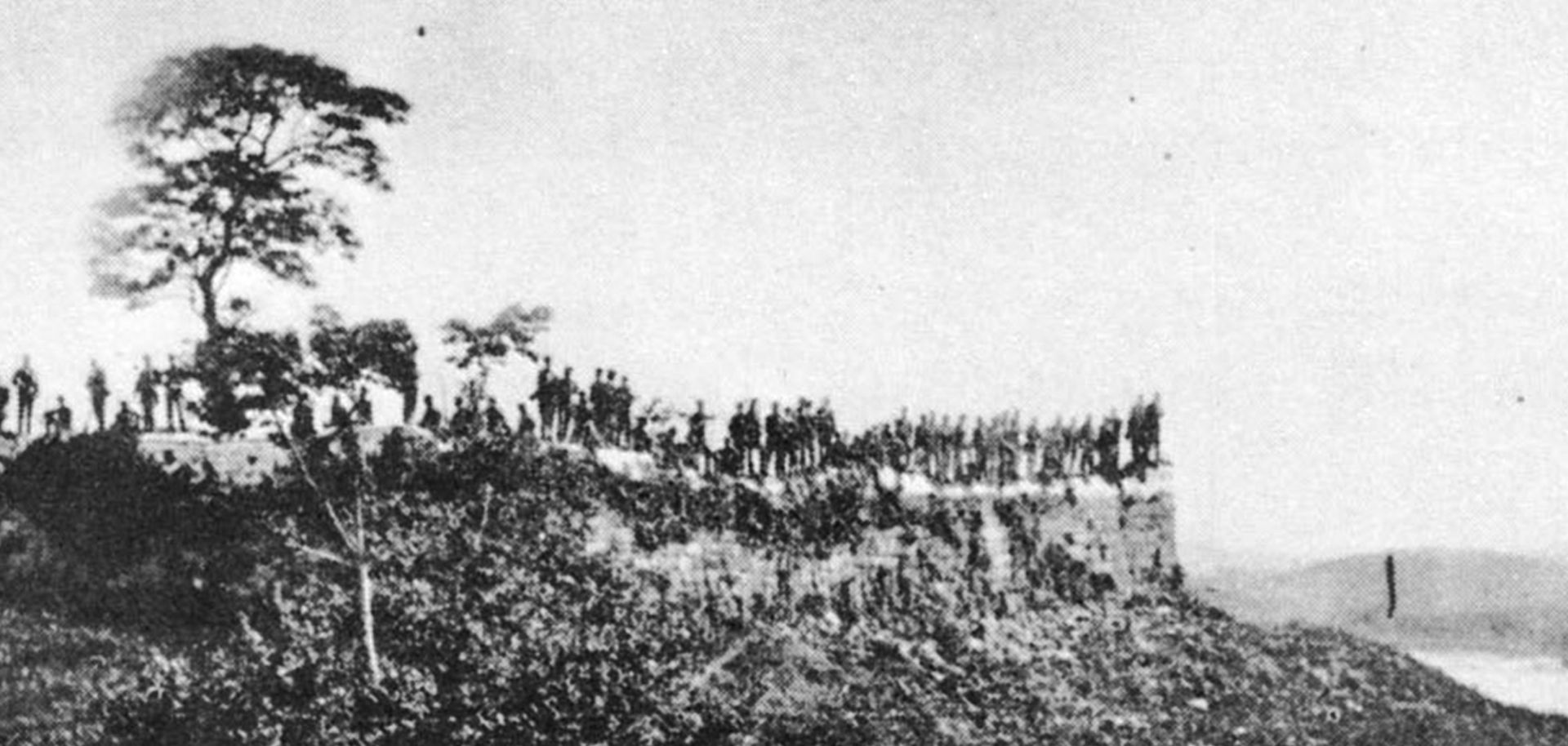 U.S. sailors celebrate their victory over Korean troops at Deokjin fort in June 1871. A visit to the North Korean border at Ganghwado island brings to mind this clash between Korea and the United States -- and the beginning of a complex relationship.