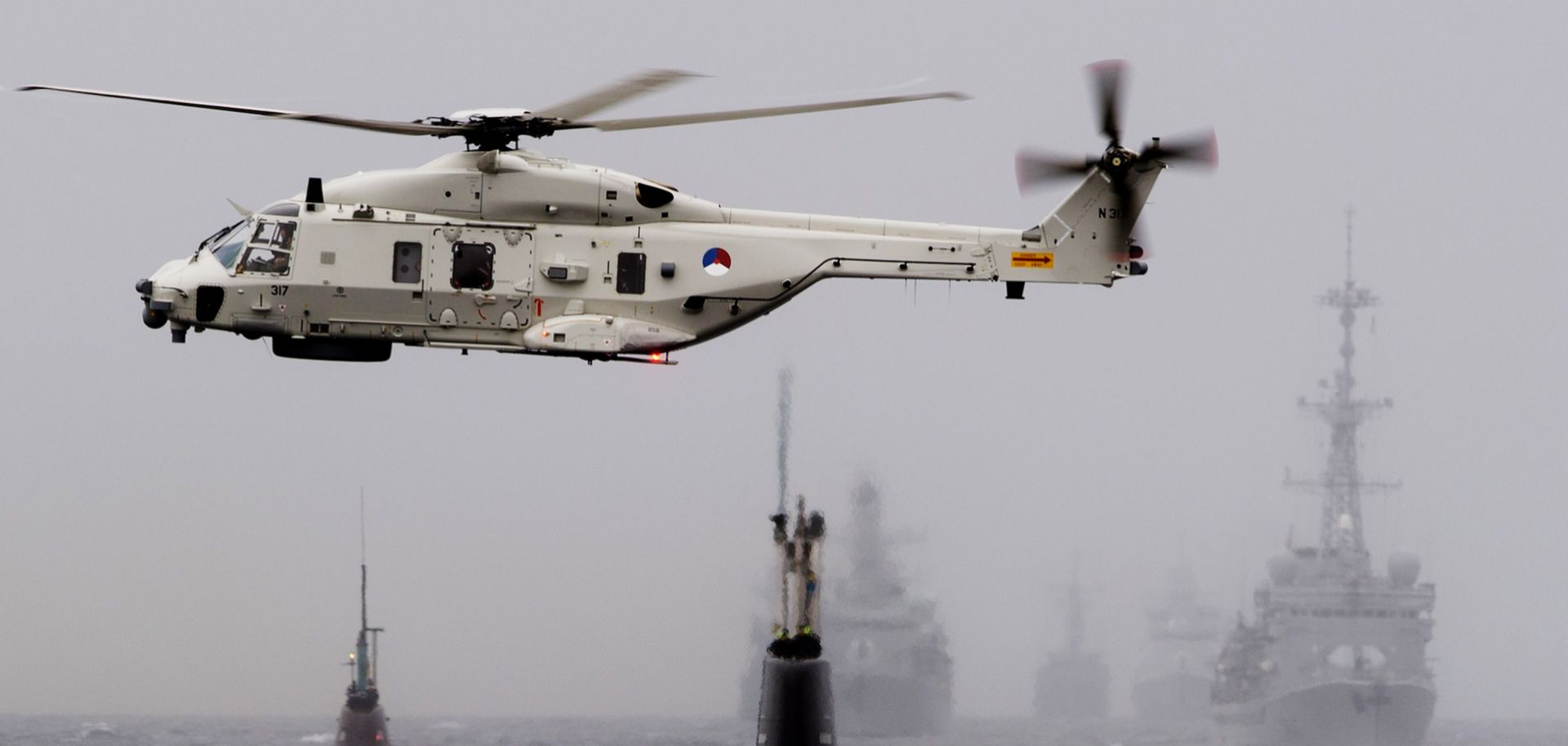 A Dutch helicopter participates in a NATO anti-submarine exercise in the North Sea on May 4.