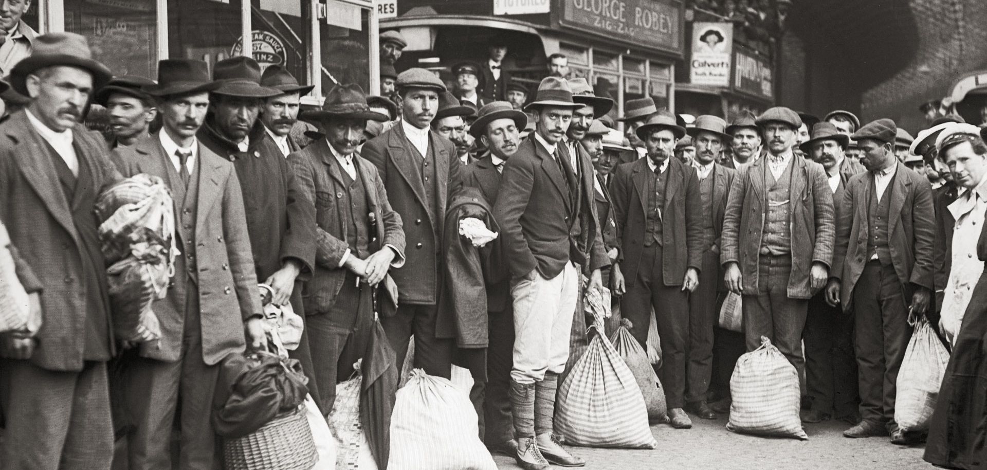 Portuguese workmen set off to France from London to look for employment in June 1917. European history is replete with migrant flows, some of which offer lessons in what to expect from the current refugee crisis.