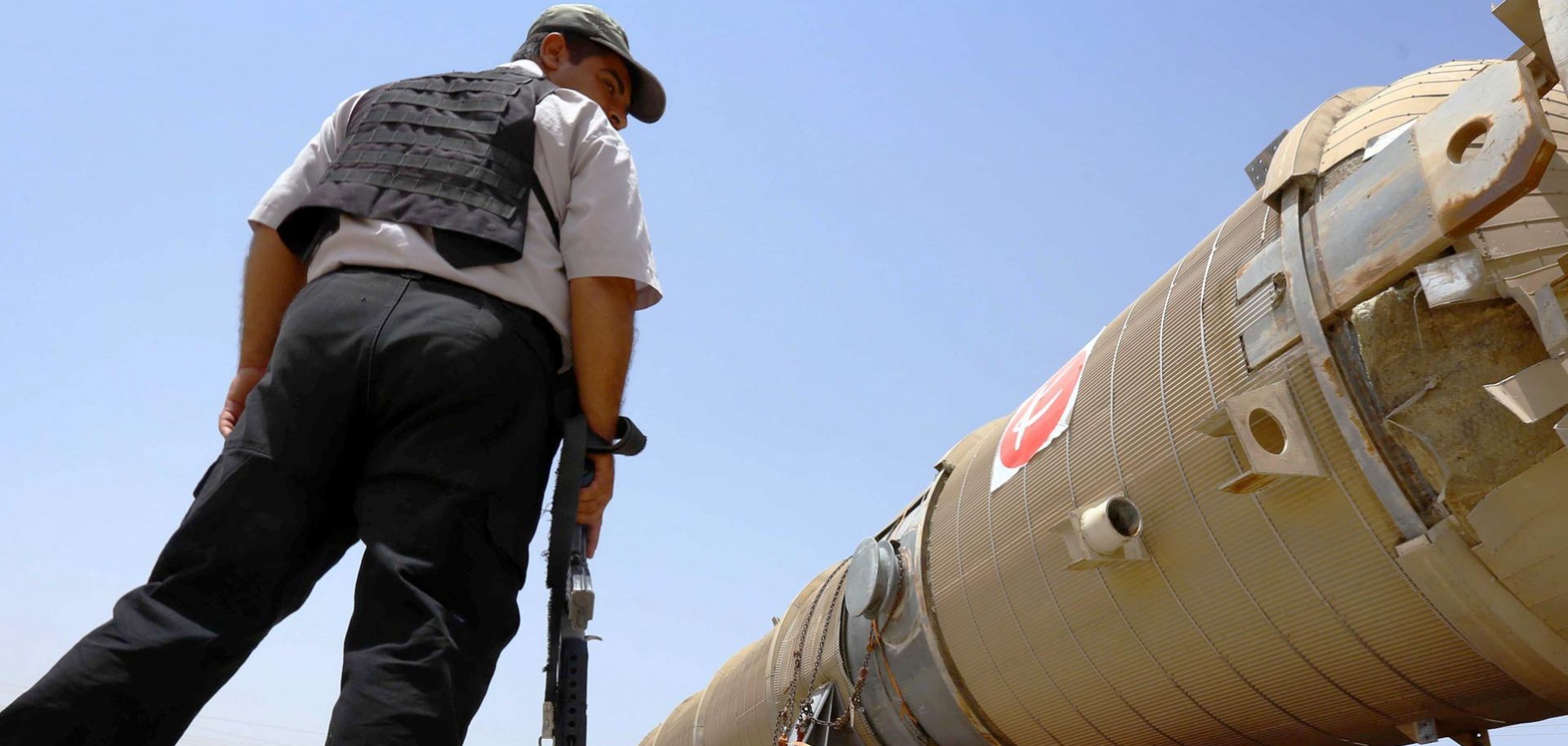 An oil refinery roughly 20 kilometers (12.4 miles) east of Arbil, Iraq.