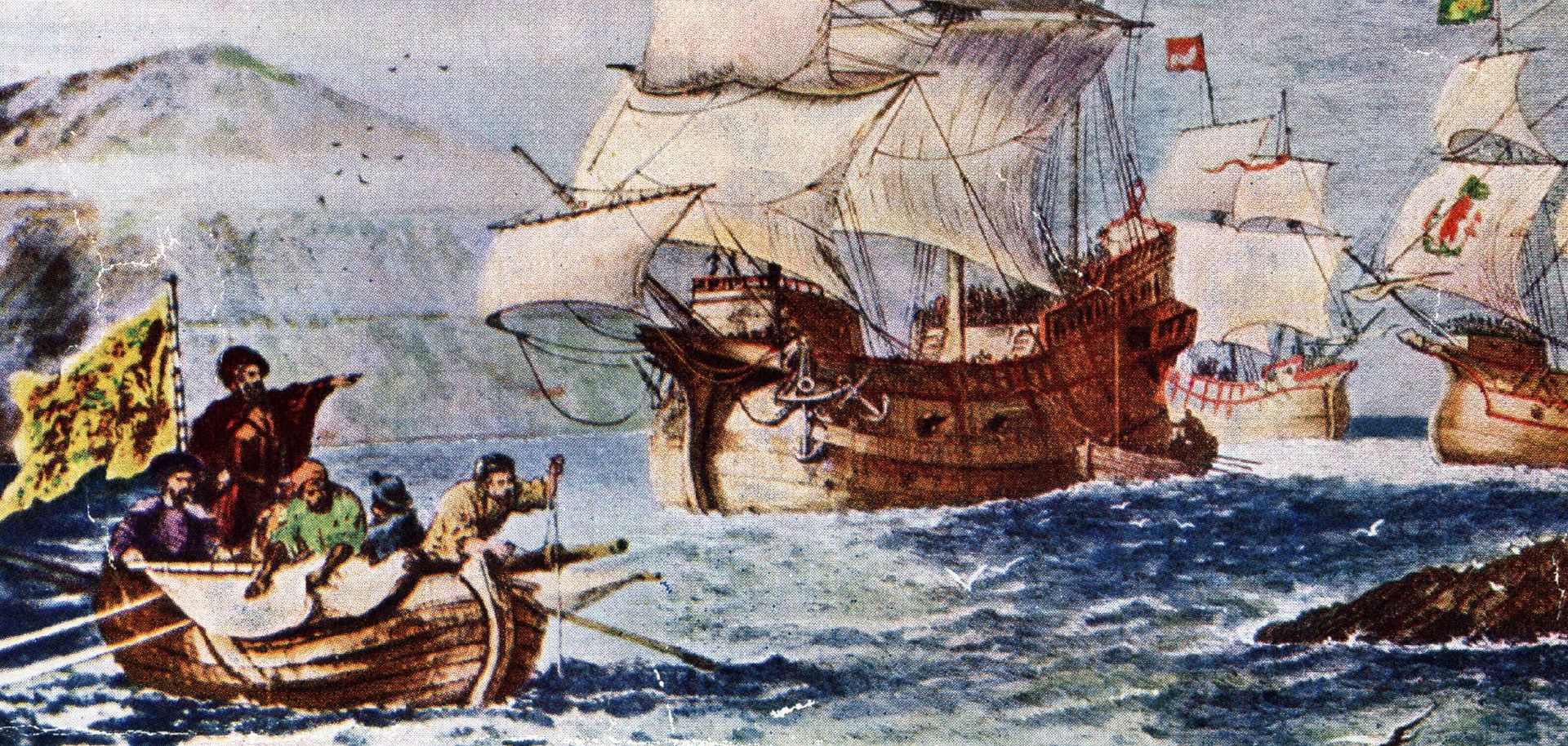 Portuguese explorer Ferdinand Magellan's fleet of five ships after