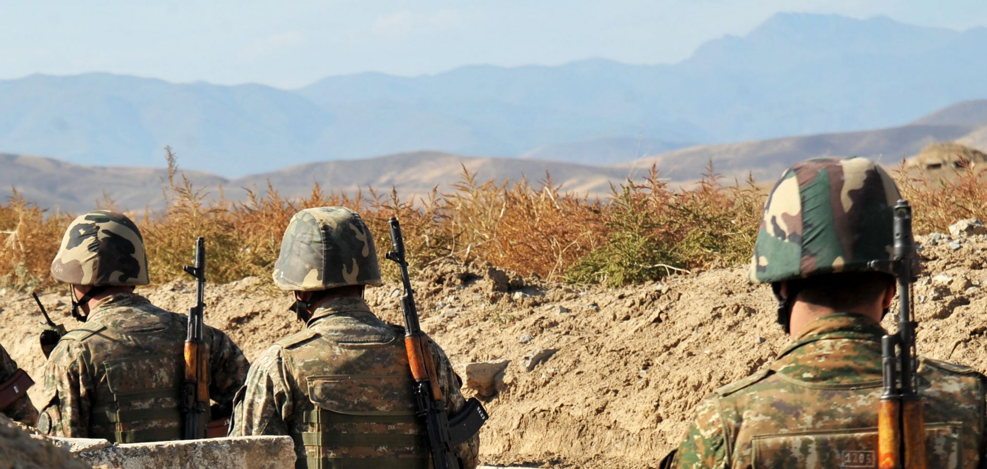 Soldiers from the breakaway territory of Nagorno-Karabakh near the Azerbaijan border in 2012. Conflict over the territory flared again over the weekend.