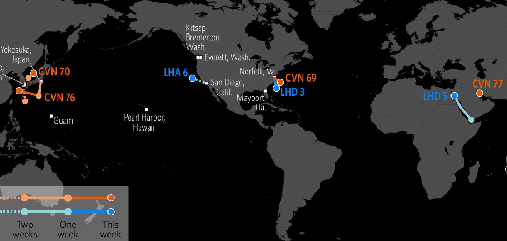 Map of U.S. Warships