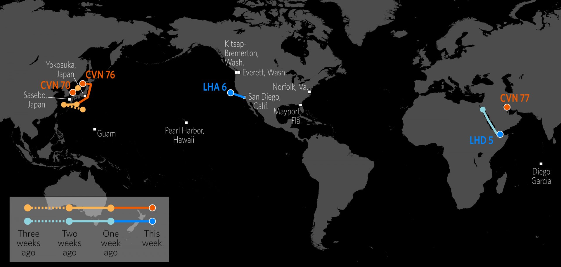 U.S. Naval Update Map: June 1, 2017