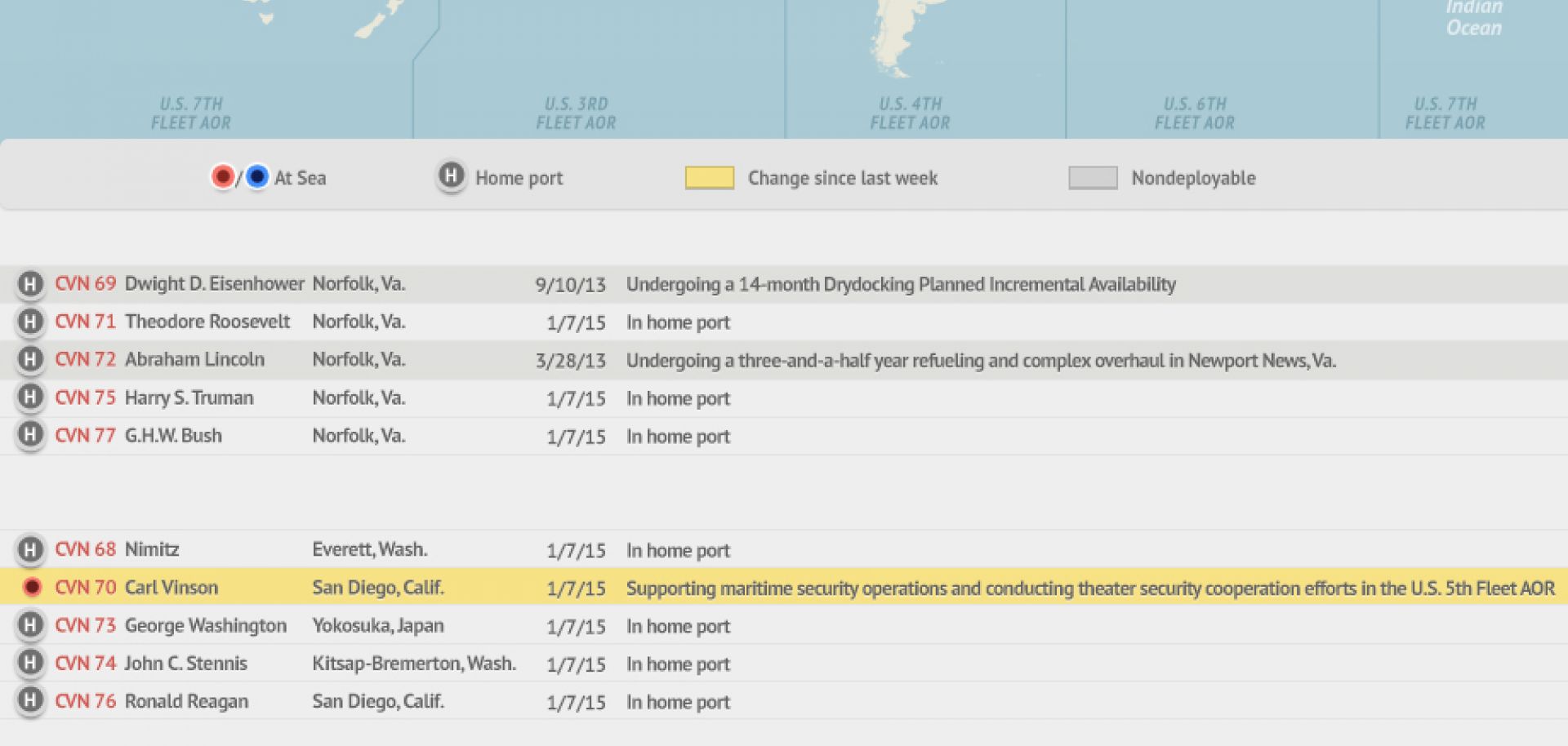U.S. Naval Update Map: Jan. 8, 2015