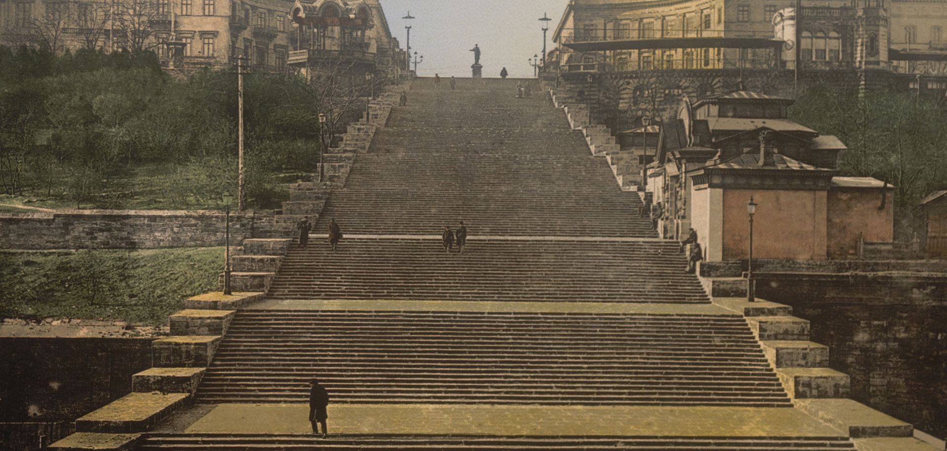A 1905 postcard showing Odessa’s 142-meter (466-foot) Potemkin Stairs, which lead down to the harbor and were completed in 1841. Stratfor analyst Eugene Chausovsky is on the ground in Odessa. 
