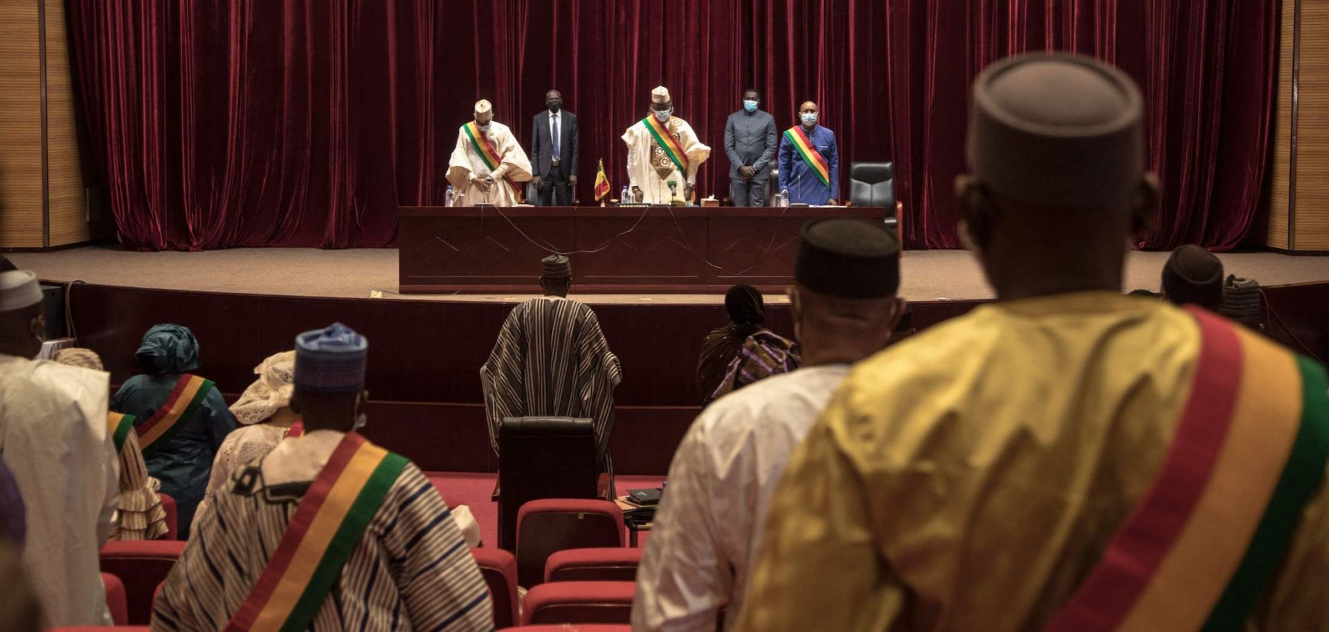 Mali’s National Transitional Council holds a vote on a revised charter in Bamako, Mali, on Feb. 21, 2022. 