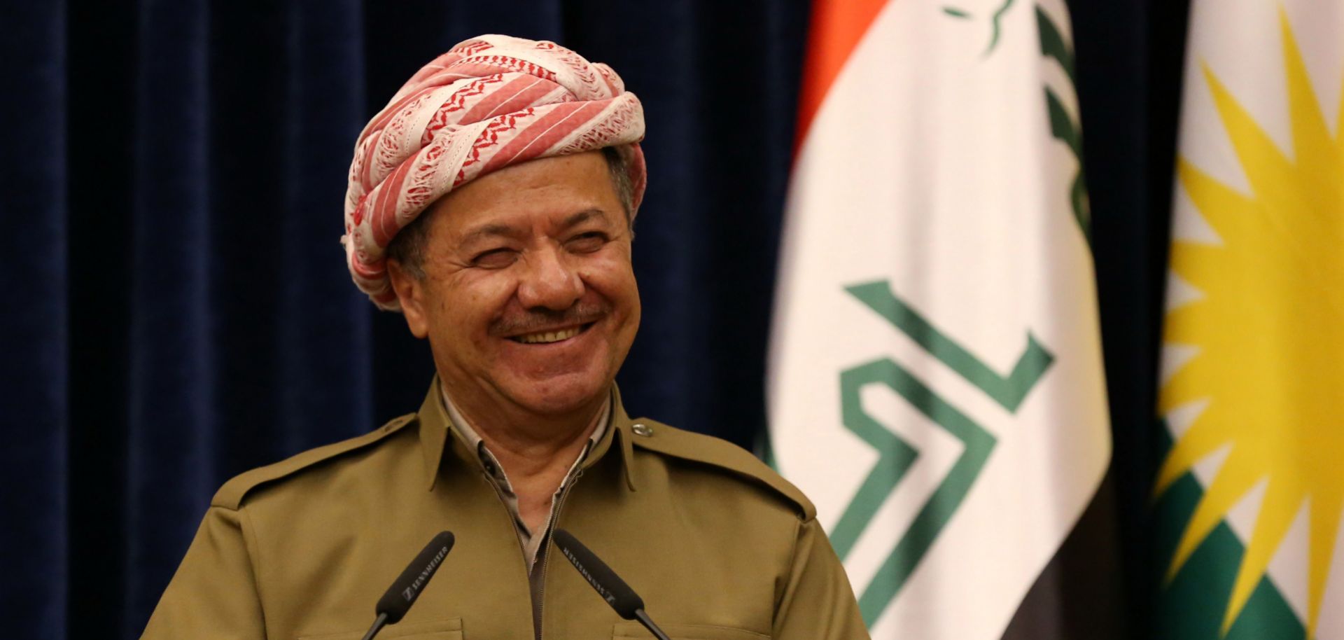 Kurdistan Regional Government President Massoud Barzani speaks during a press conference in Arbil.