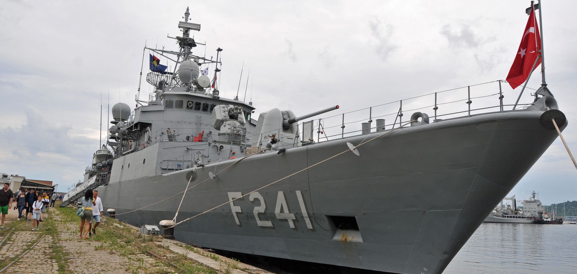 A ship participates in a NATO drill in Bulgaria.