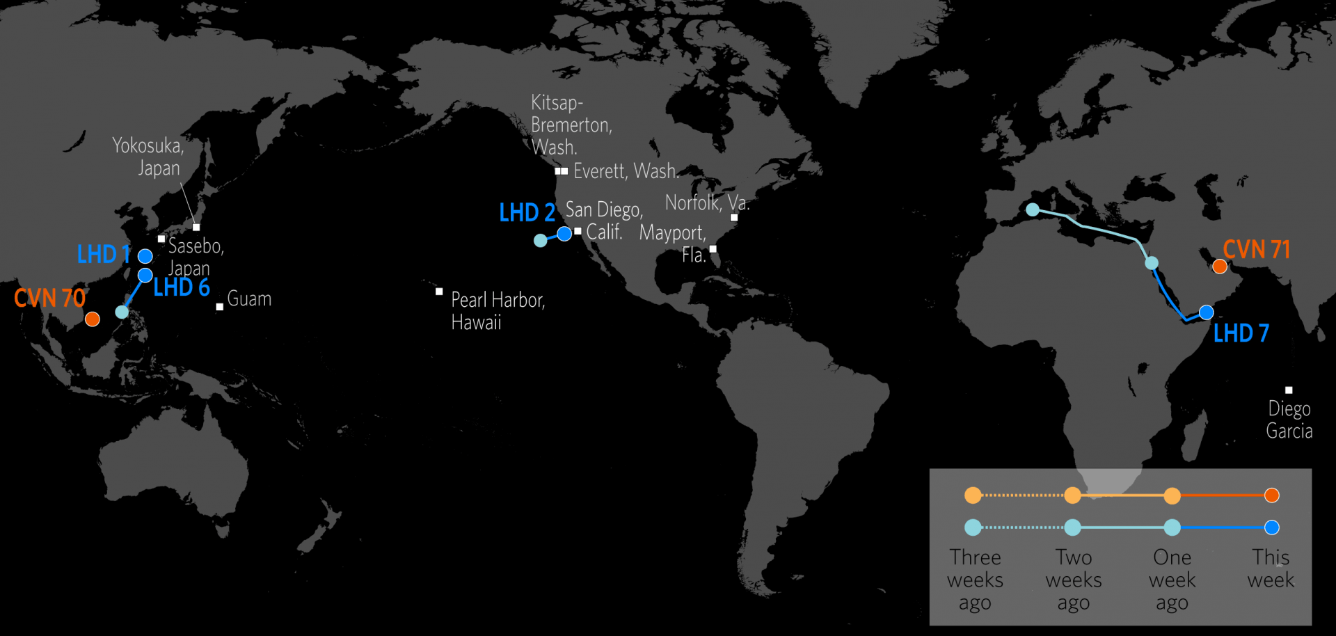 U.S. Naval Update Map: March 15, 2018