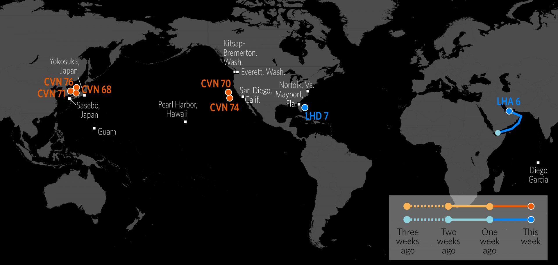 U.S. Naval Update Map: Nov. 16, 2017