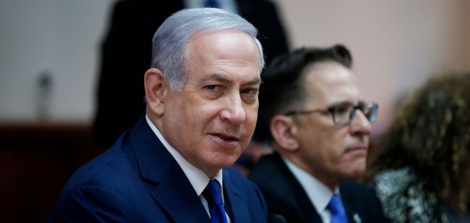 Israeli Prime Minister Benjamin Netanyahu sits in Jerusalem. 