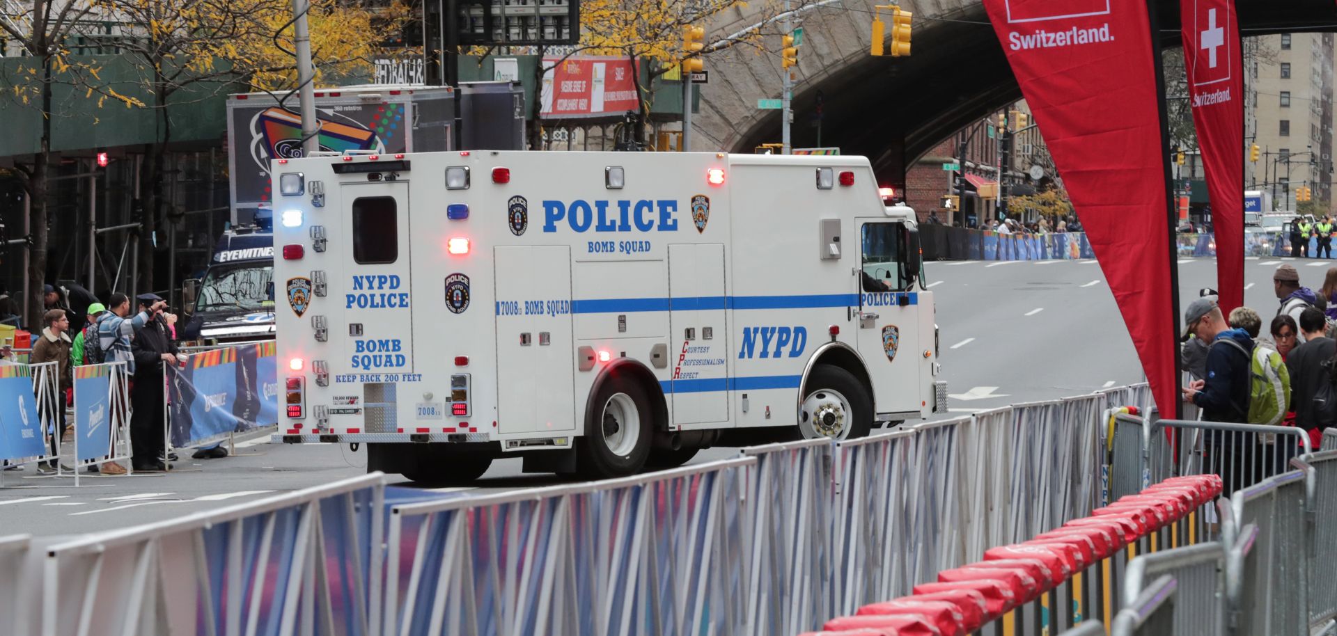 An NYPD Bomb Squad truck patrols during the New York Marathon in Manhattan, New York City, New York, November 5, 2017. 