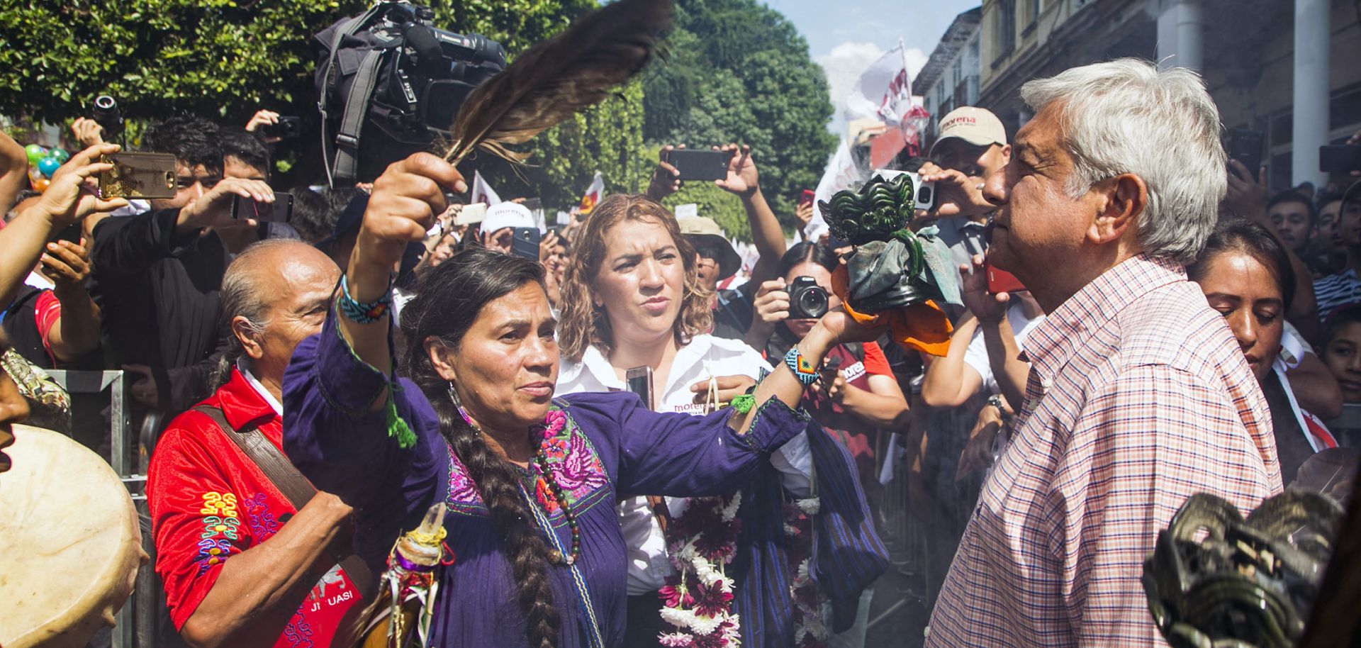 Andres Manuel Lopez Obrador takes part in an indigenous ritual.