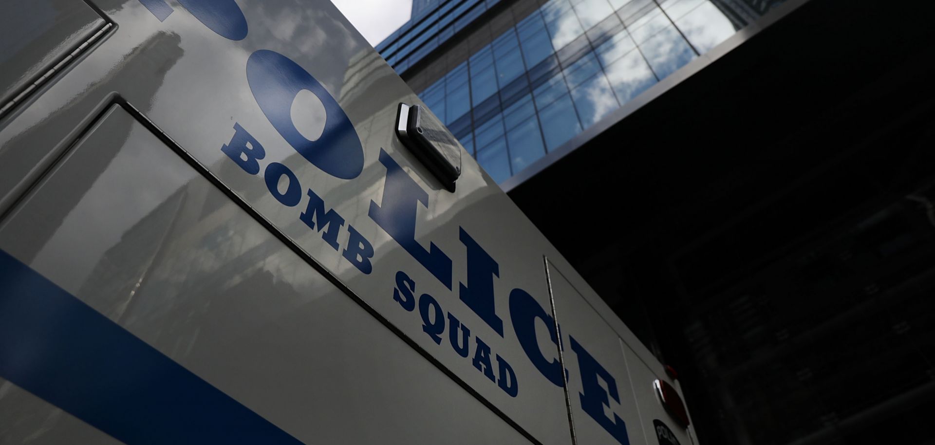 A New York bomb squad van deployed outside of the Time Warner Center after an explosive device was found on the morning of Oct. 24 in New York City. 