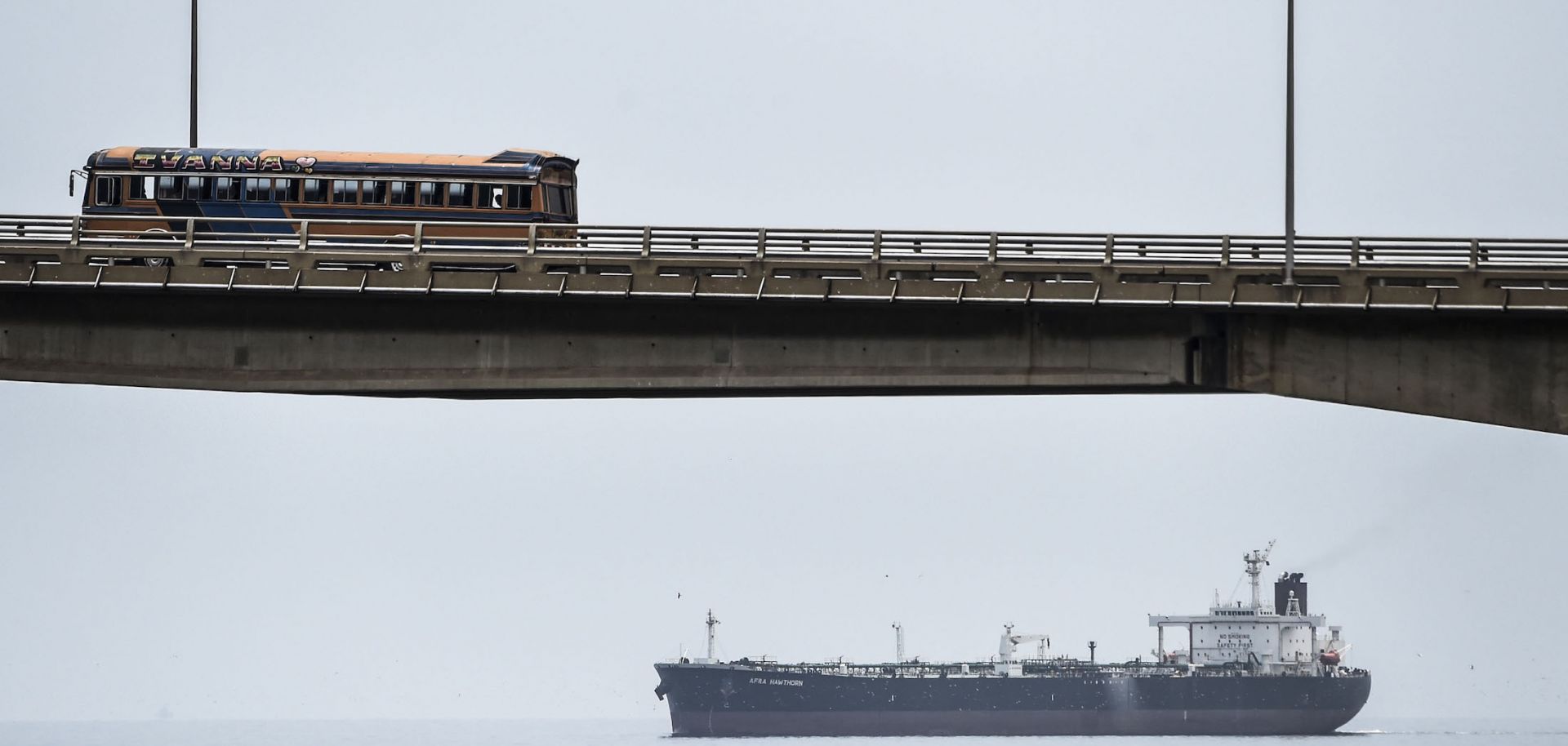 An oil tanker sails on Maracaibo Lake in Maracaibo, Venezuela, on March 15, 2019.