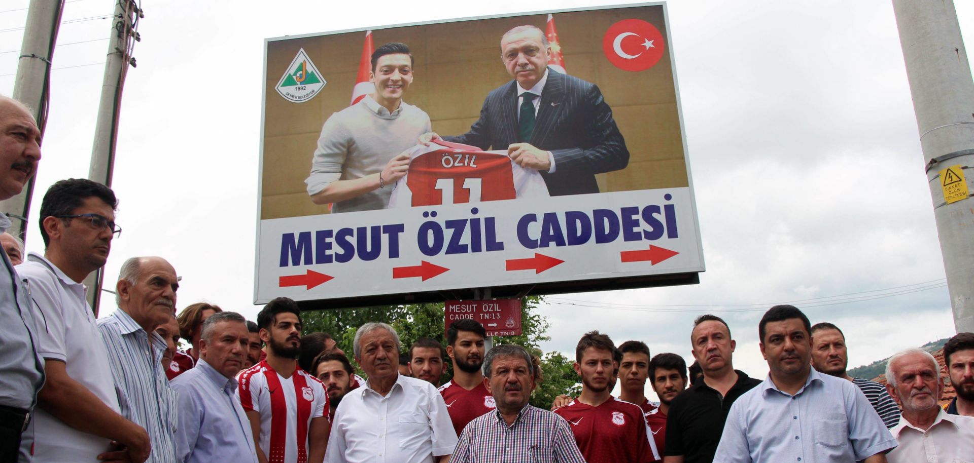 The Turkish city of Zonguldak used a photo of German soccer star Mesut Ozil posing with President Recep Tayyip Erdogan during a ceremony in which a city street was named for the footballer, who has Turkish ancestry.