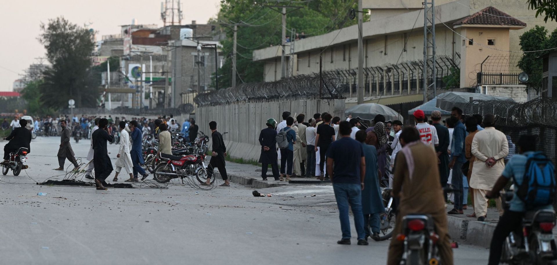 A protest May 9, 2023, in Rawalpindi, Pakistan, against the arrest of former Pakistani Prime Minister Imran Khan.