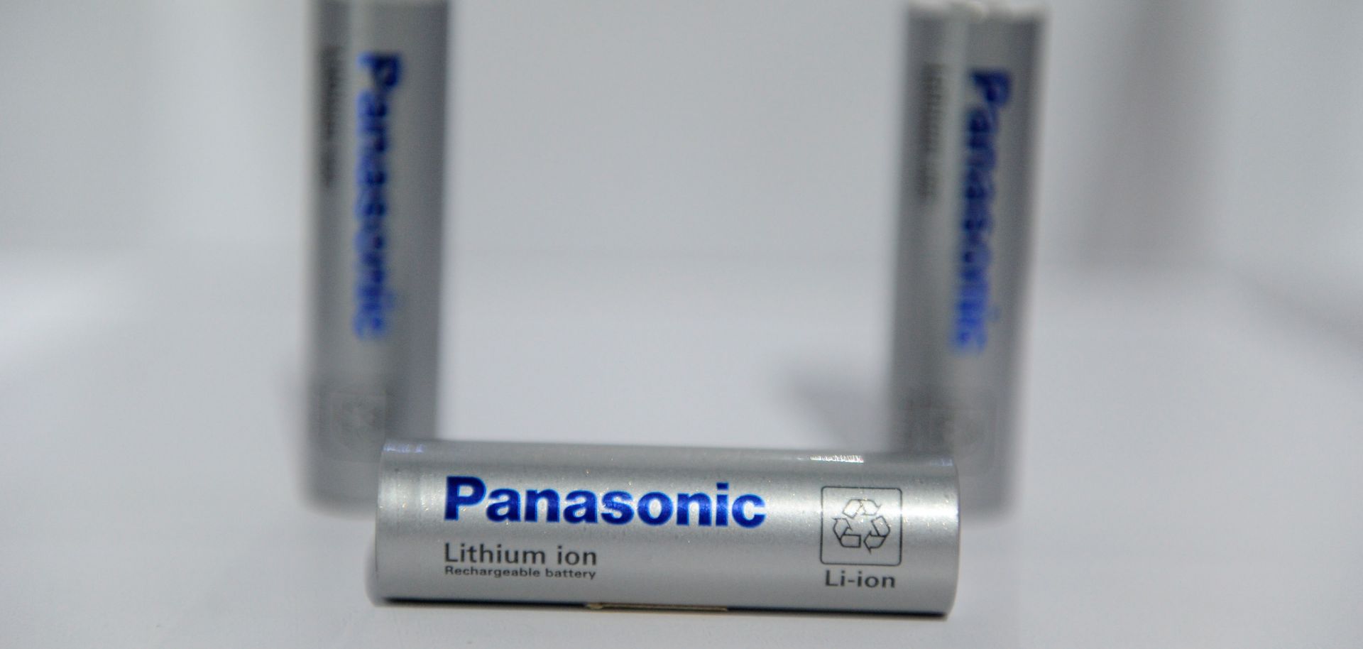 Panasonic's lithium ion batteries are on display.