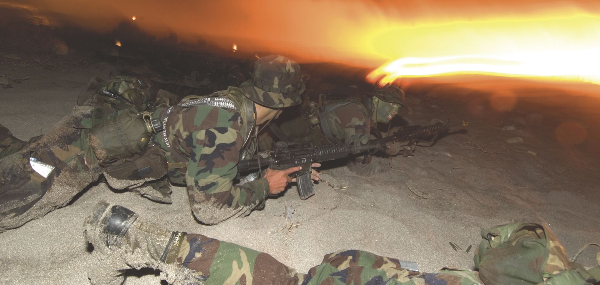 This photo shows a military demolitions training exercise