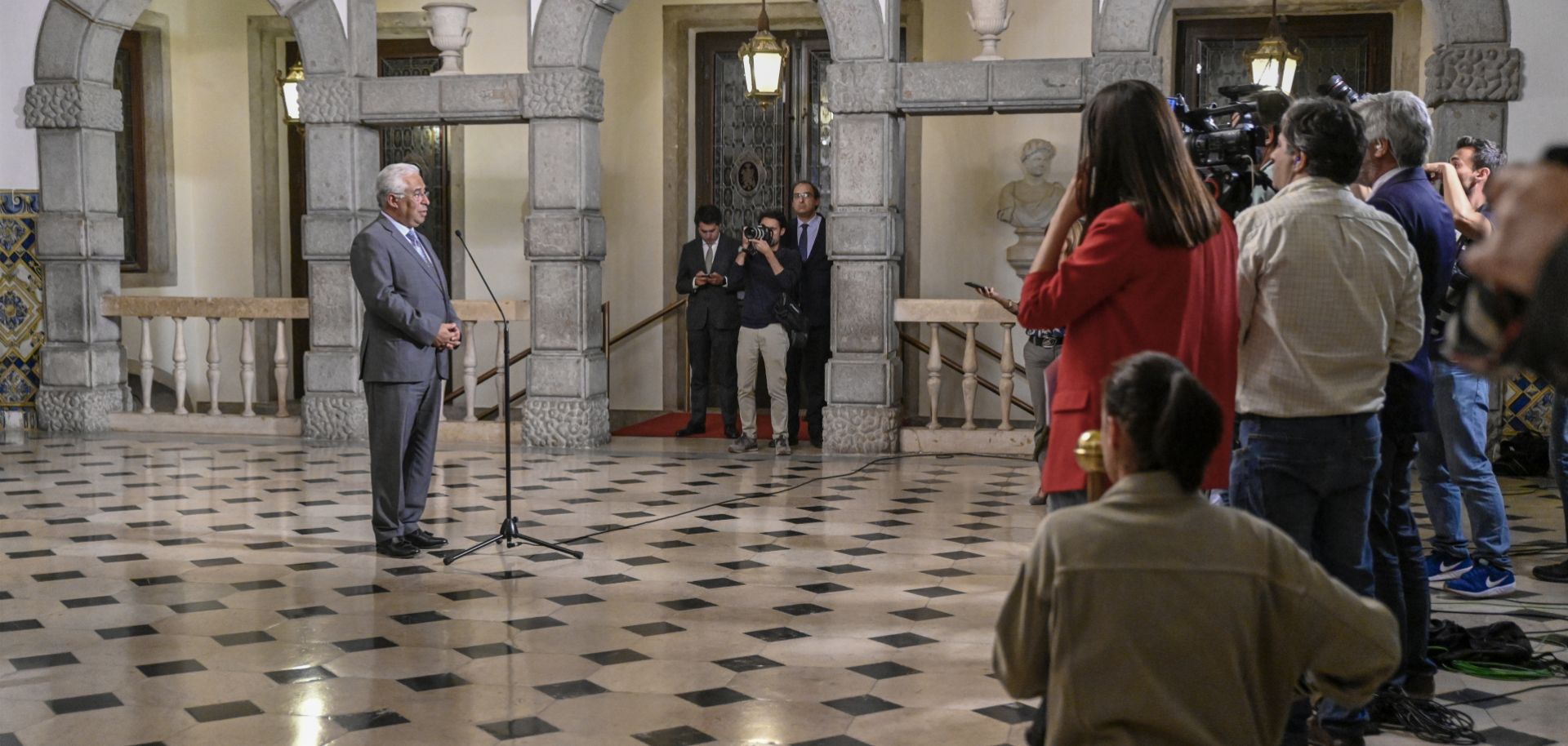 In this photo, Portuguese Prime Minister Antonio Costa speaks to the press after meeting with President Marcelo Rebelo de Sousa in Lisbon on Oct. 8, 2019.