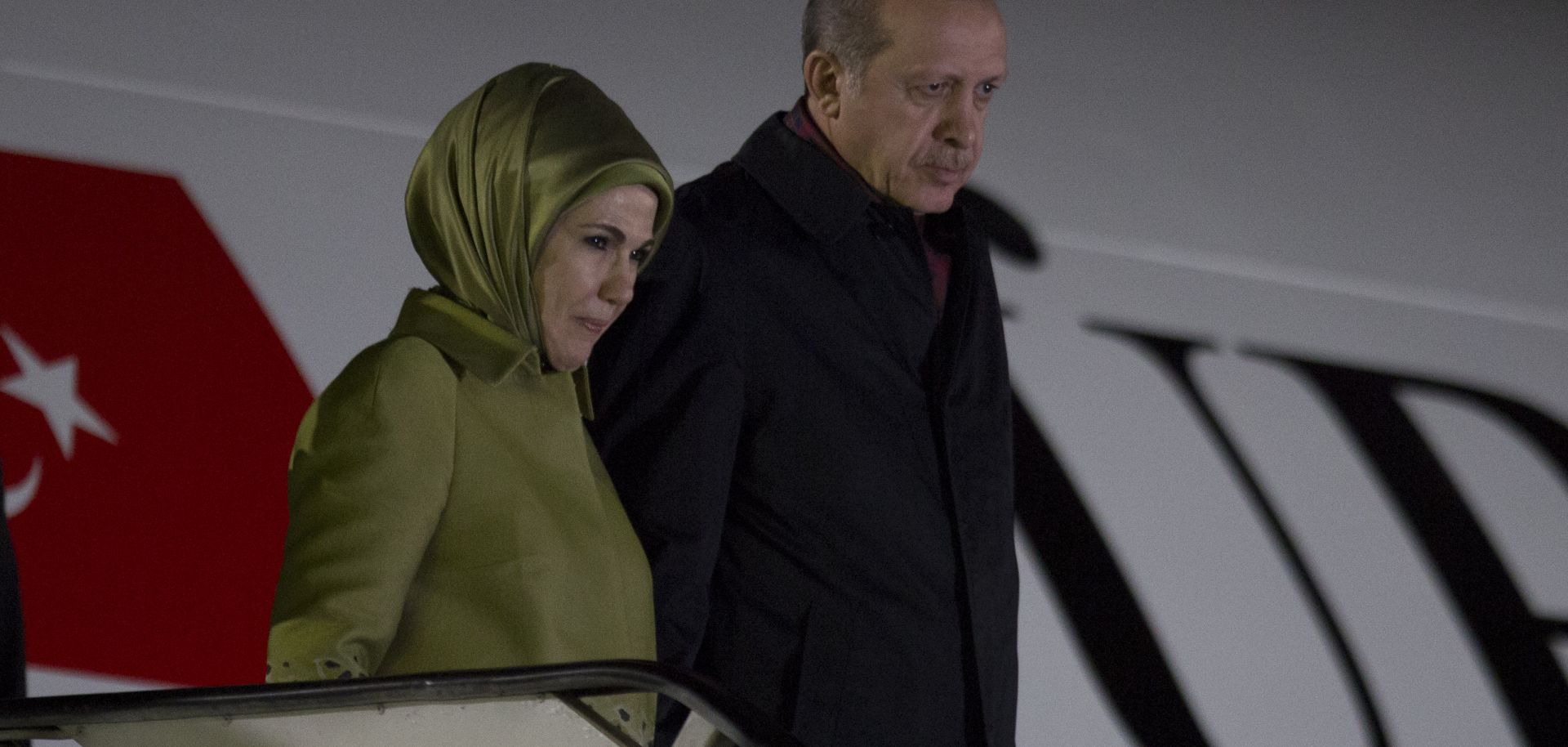 Recep Tayyip Erdogan president of Turkey with his wife.