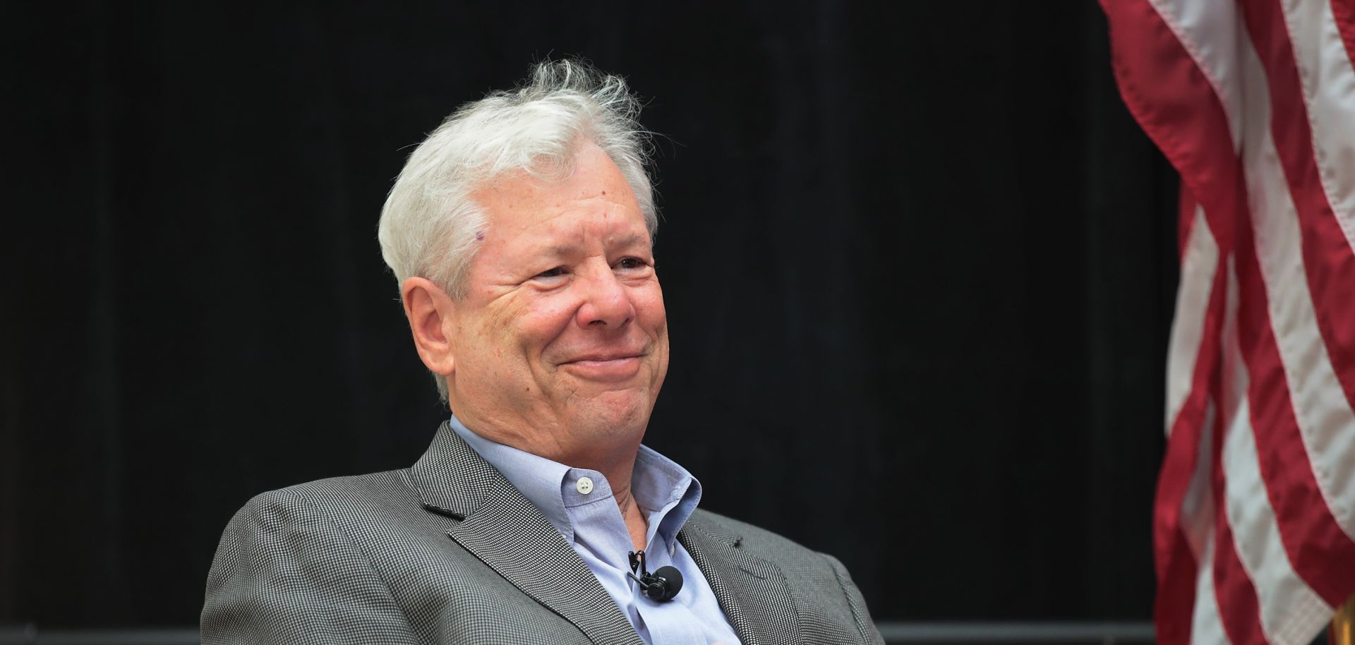 University of Chicago Professor Richard Thaler speaks to guests after learning he had been awarded the Nobel Prize in Economics on Oct. 9.