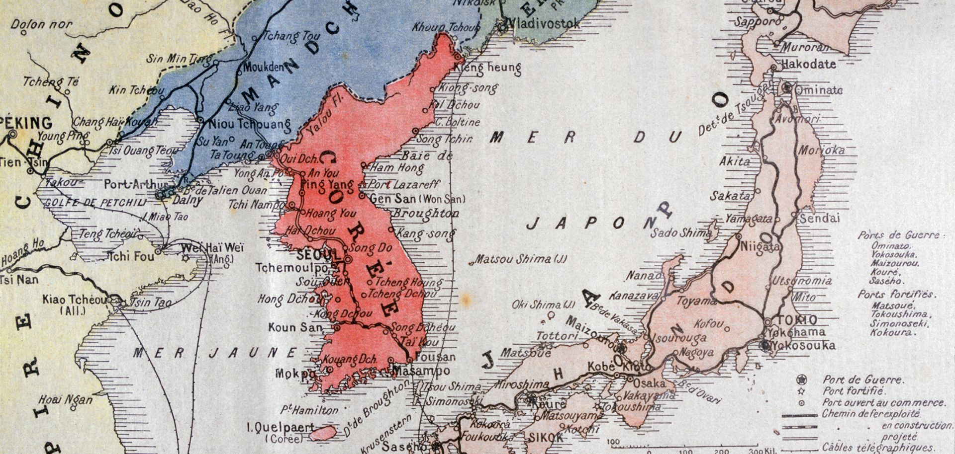 This map shows the theater of the war between Russia and Japan in 1904.
