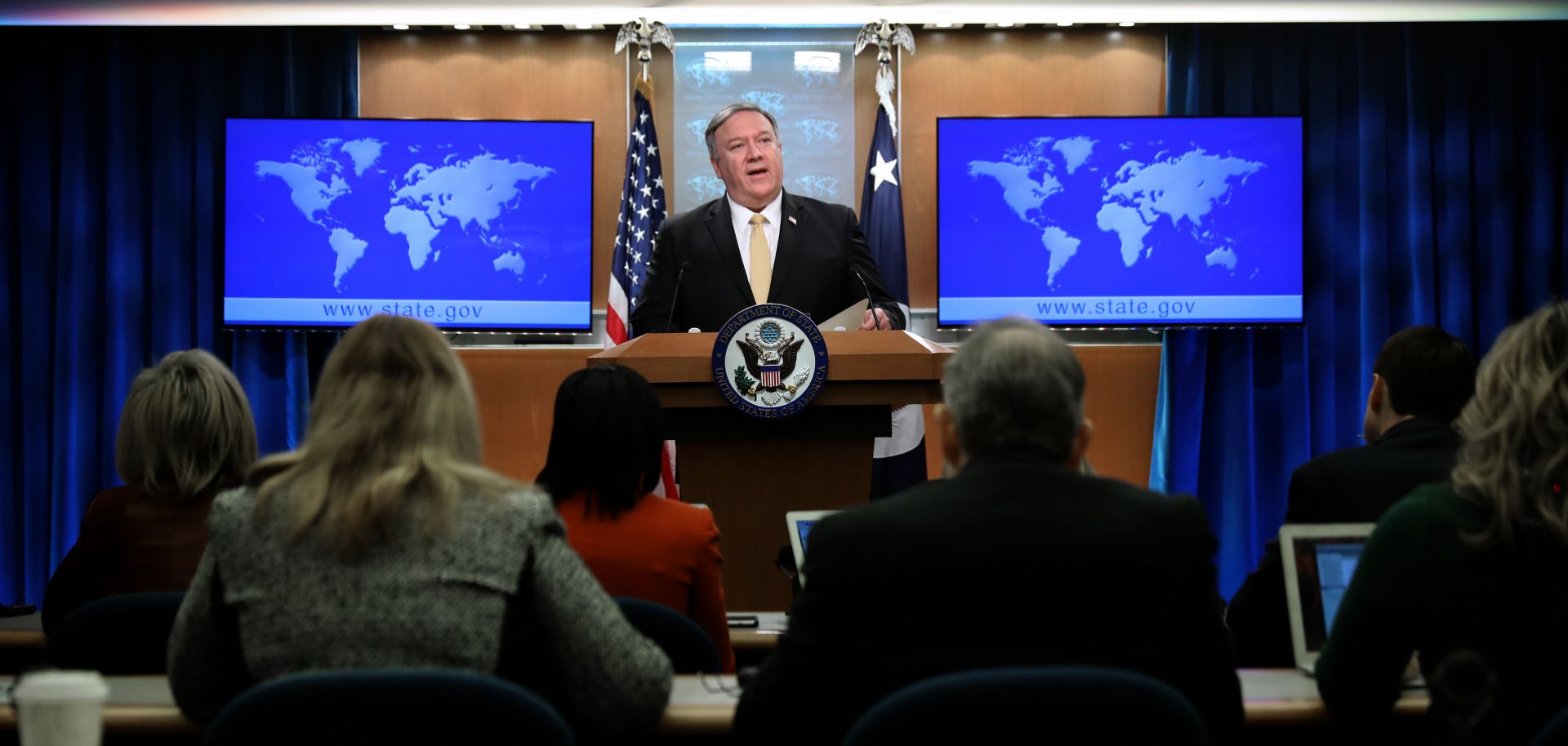 Secretary of State Mike Pompeo announces that the United States is suspending its participation in the Intermediate-Range Nuclear Forces Treaty on Feb. 1, 2019.