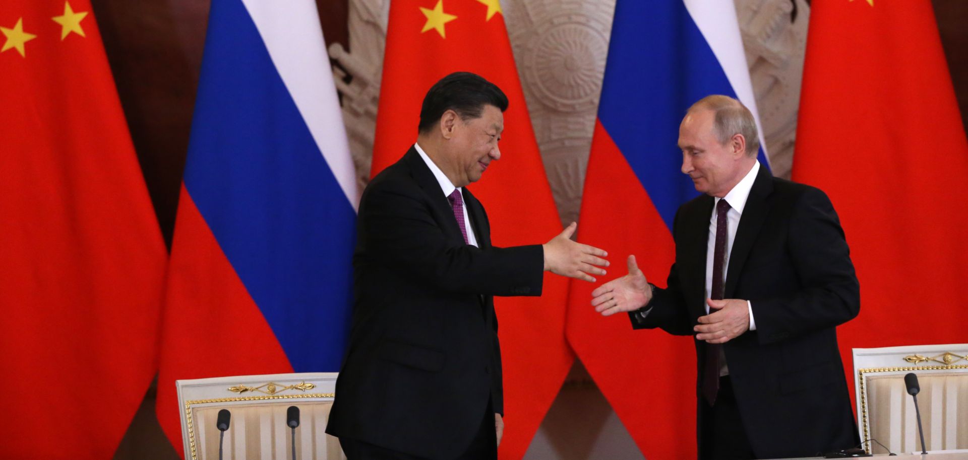 Chinese President Xi Jinping and Russian President Vladimir Putin meet in the Kremlin in Moscow on June 5, 2019.