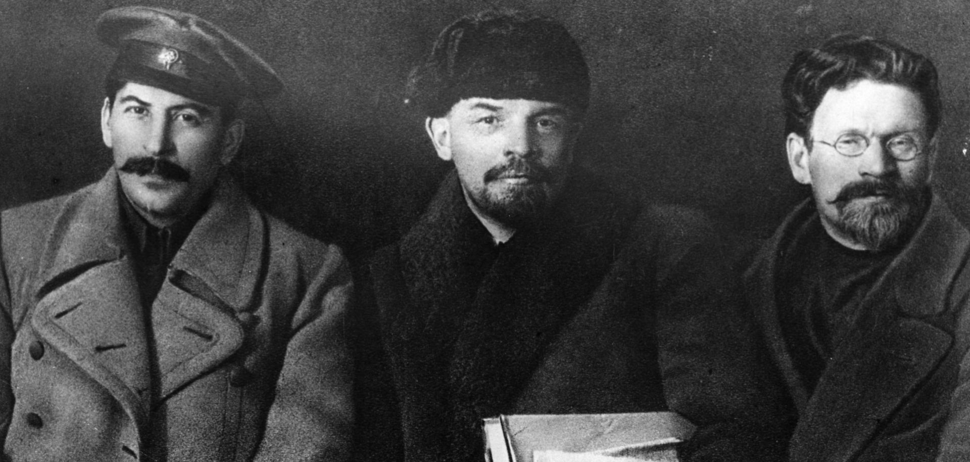 Revolutionary leaders Josef Stalin, left, Vladimir Lenin and Mikhail Kalinin in March 1919.