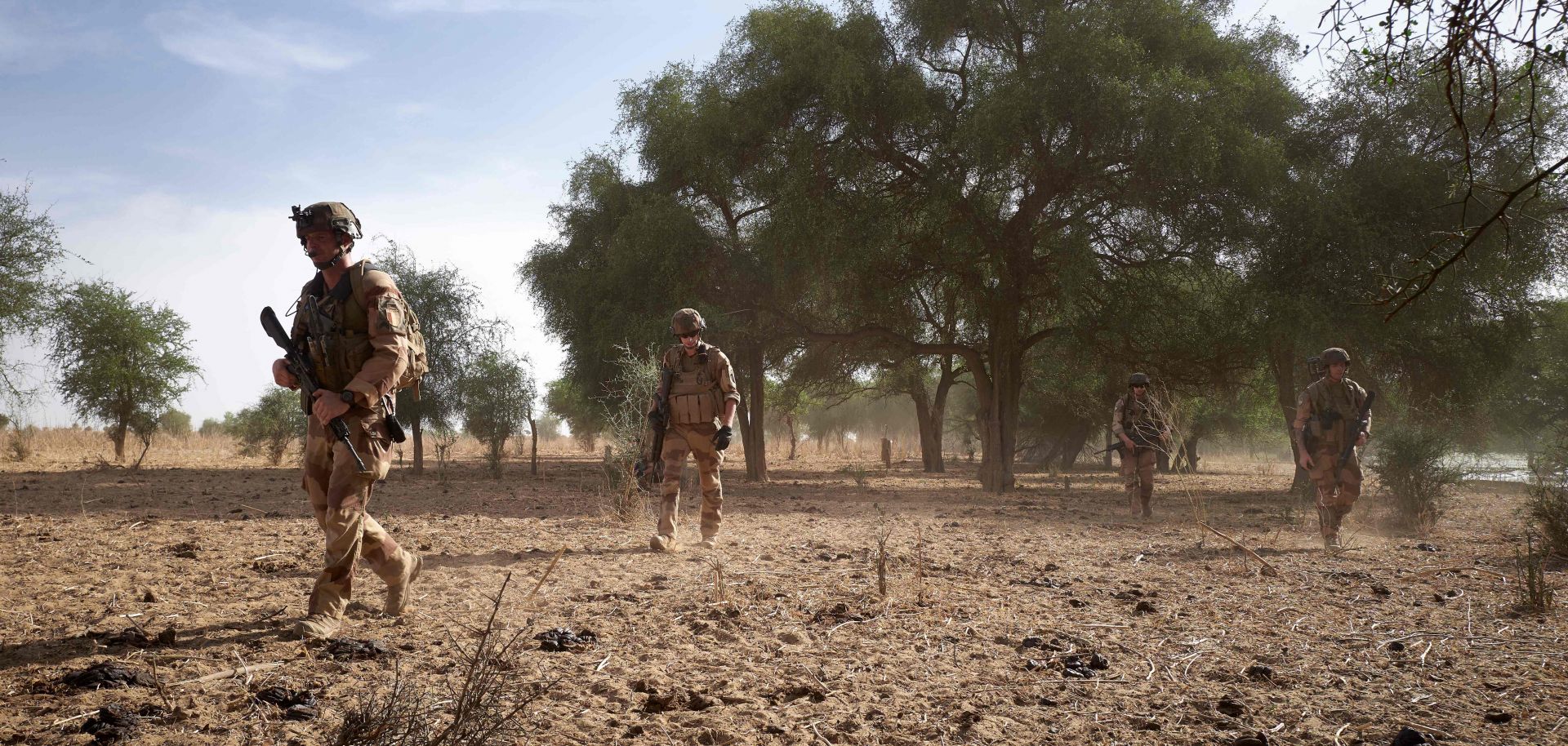 French soldiers patrol the Tofa Gala forest in northern Burkina Faso on Nov. 9, 2019.