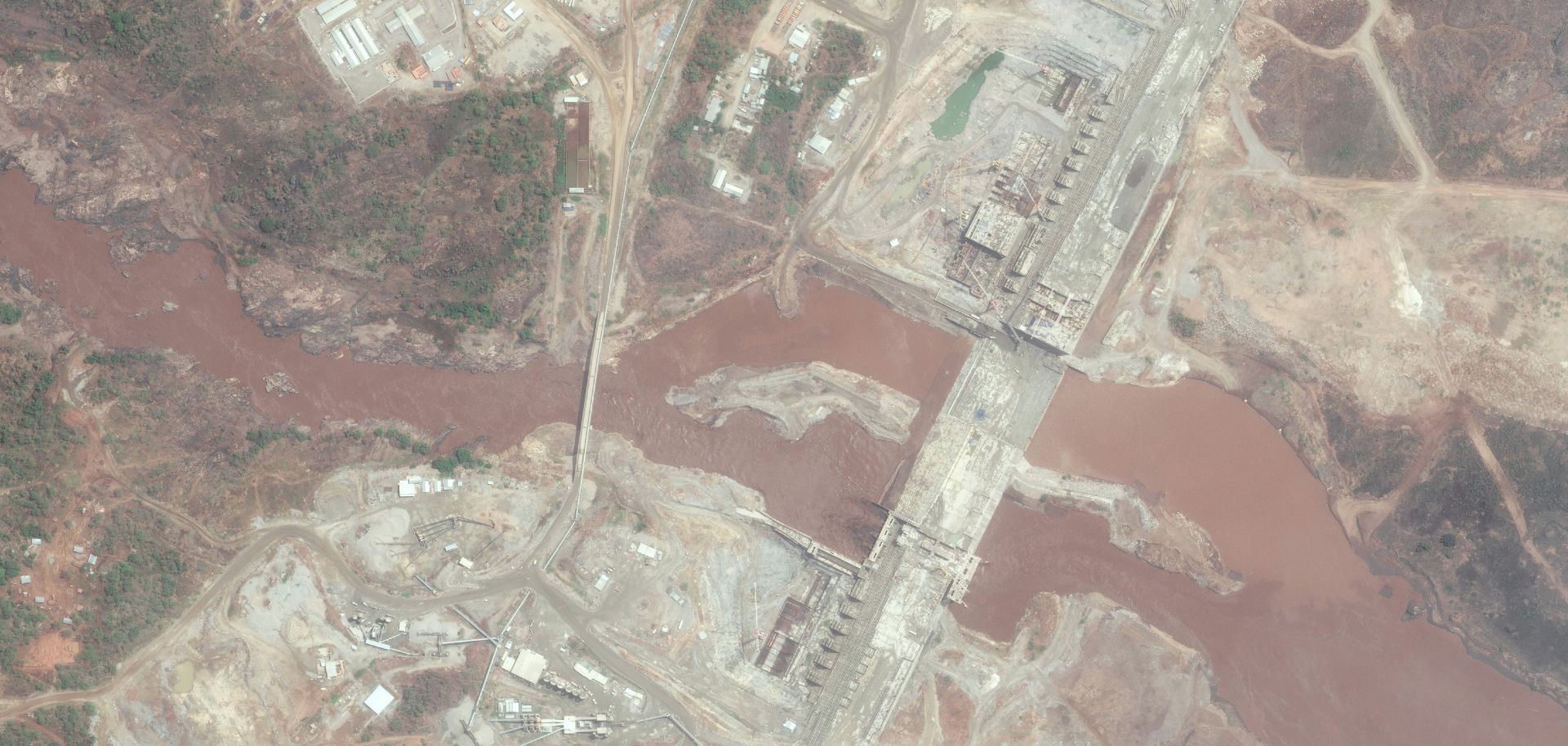 Satellite imagery of the The Grand Ethiopian Renaissance Dam.